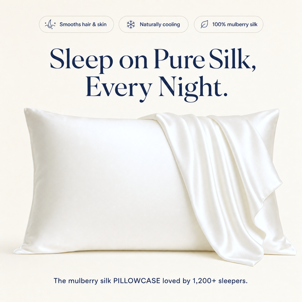 Mulberry Silk Pillowcase on a made bed
